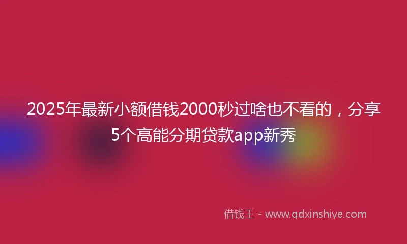 2025年最新小额借钱2000秒过啥也不看的，分享5个高能分期贷款app新秀