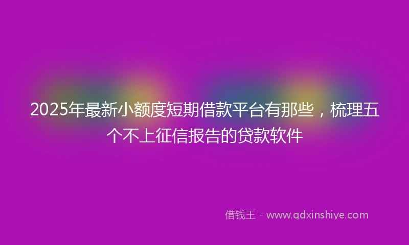 2025年最新小额度短期借款平台有那些，梳理五个不上征信报告的贷款软件
