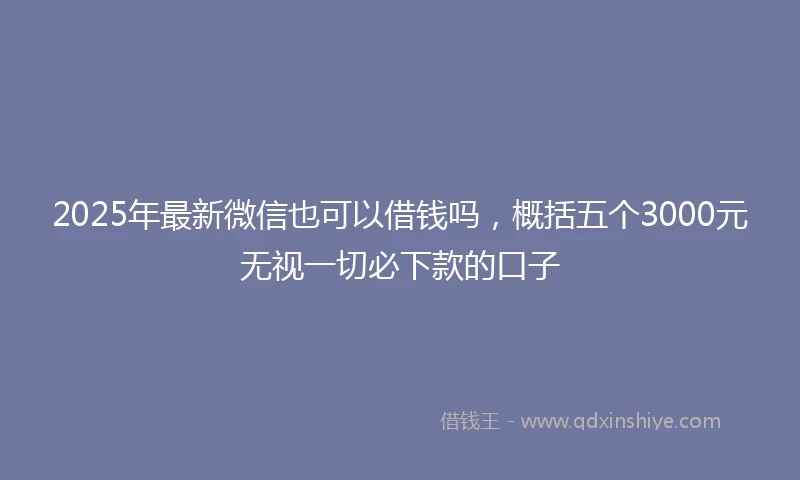 2025年最新微信也可以借钱吗，概括五个3000元无视一切必下款的口子