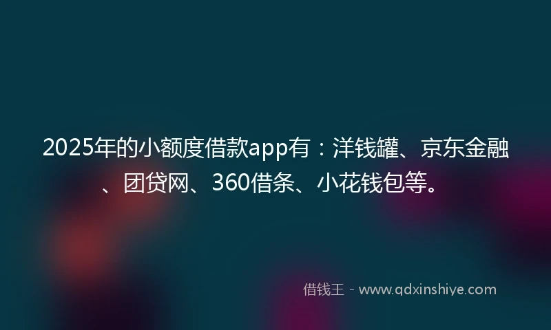 2025年的小额度借款app有：洋钱罐、京东金融、团贷网、360借条、小花钱包等。