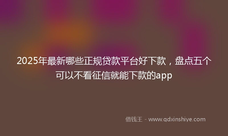 2025年最新哪些正规贷款平台好下款，盘点五个可以不看征信就能下款的app