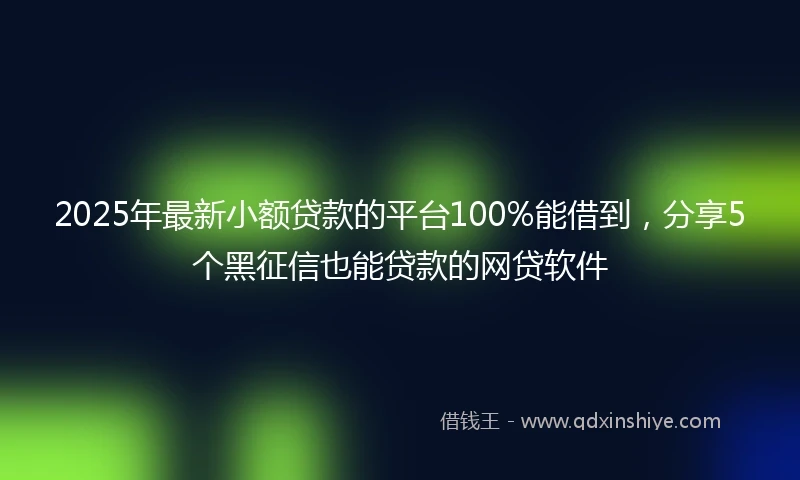 2025年最新小额贷款的平台100%能借到，分享5个黑征信也能贷款的网贷软件