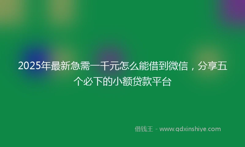 2025年最新急需一千元怎么能借到微信，分享五个必下的小额贷款平台