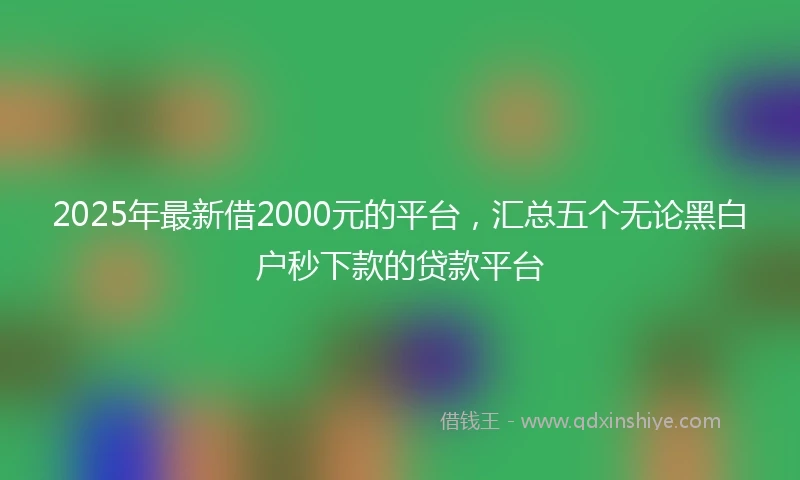 2025年最新借2000元的平台，汇总五个无论黑白户秒下款的贷款平台