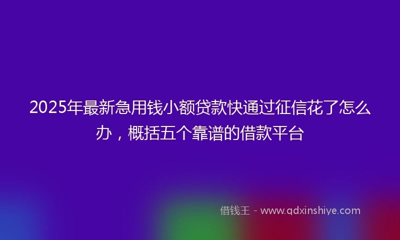 2025年最新急用钱小额贷款快通过征信花了怎么办，概括五个靠谱的借款平台