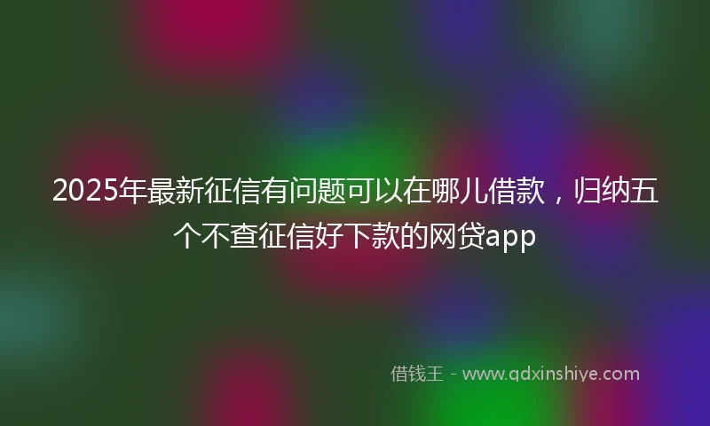 2025年最新征信有问题可以在哪儿借款，归纳五个不查征信好下款的网贷app
