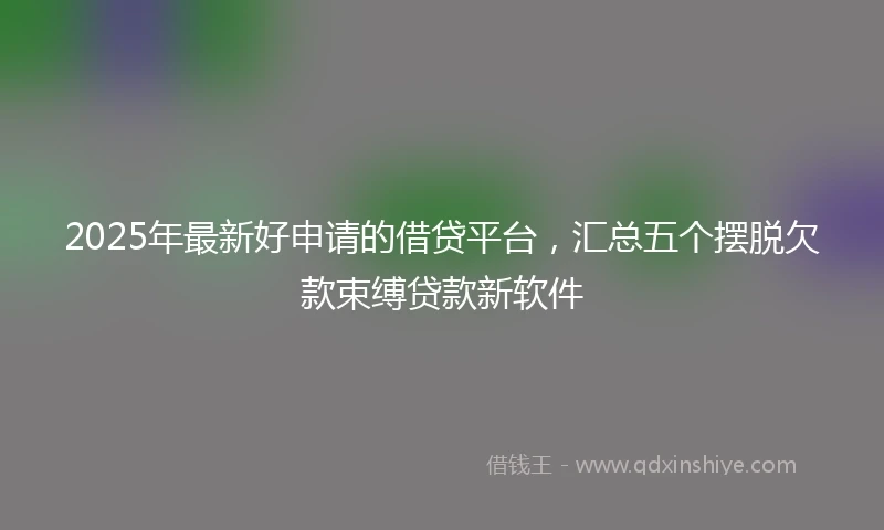 2025年最新好申请的借贷平台,汇总五个摆脱欠款束缚贷款新软件