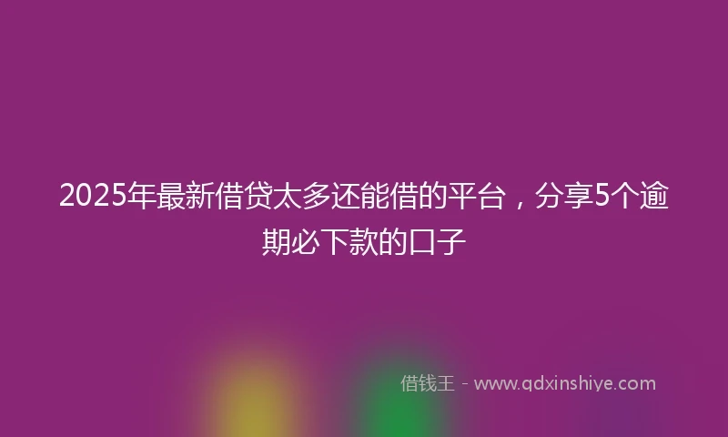 2025年最新借贷太多还能借的平台，分享5个逾期必下款的口子