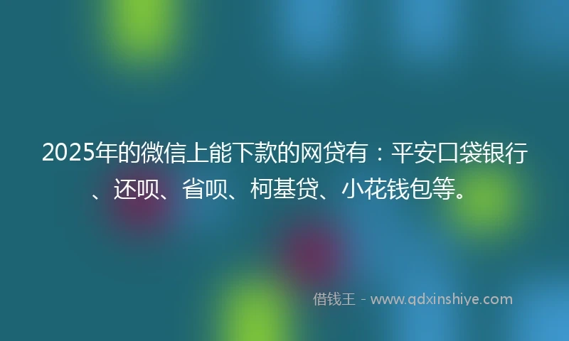 2025年的微信上能下款的网贷有：平安口袋银行、还呗、省呗、柯基贷、小花钱包等。