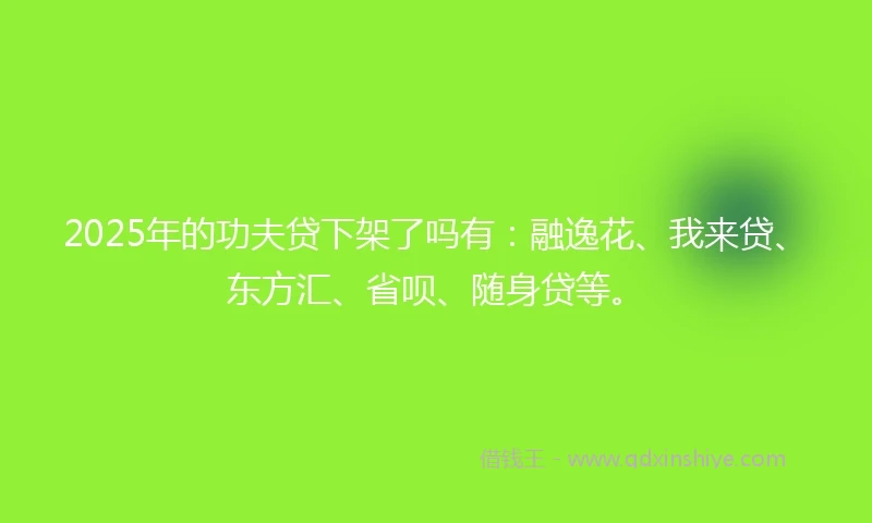 2025年的功夫贷下架了吗有：融逸花、我来贷、东方汇、省呗、随身贷等。