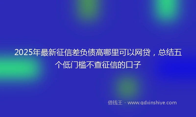 2025年最新征信差负债高哪里可以网贷，总结五个低门槛不查征信的口子