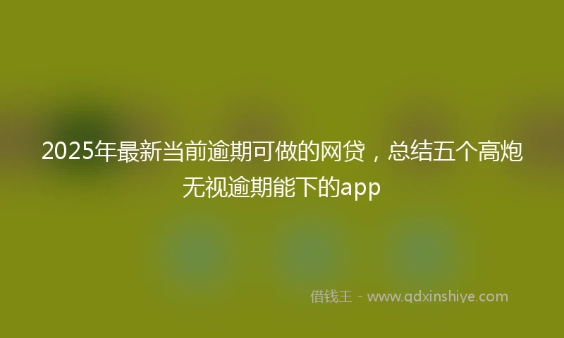 2025年最新当前逾期可做的网贷，总结五个高炮无视逾期能下的app