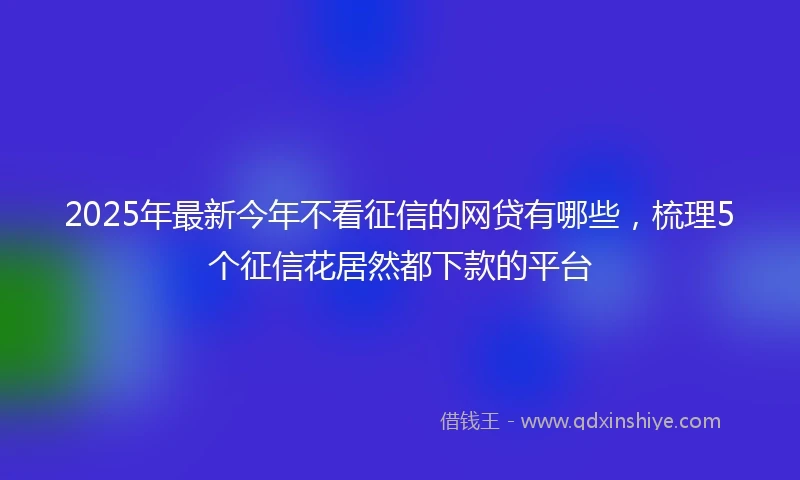2025年最新今年不看征信的网贷有哪些，梳理5个征信花居然都下款的平台