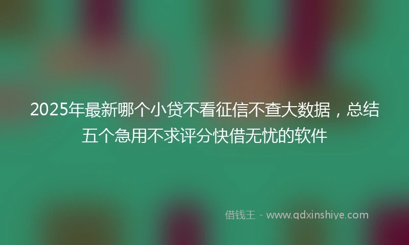 2025年最新哪个小贷不看征信不查大数据，总结五个急用不求评分快借无忧的软件