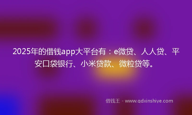 2025年的借钱app大平台有：e微贷、人人贷、平安口袋银行、小米贷款、微粒贷等。
