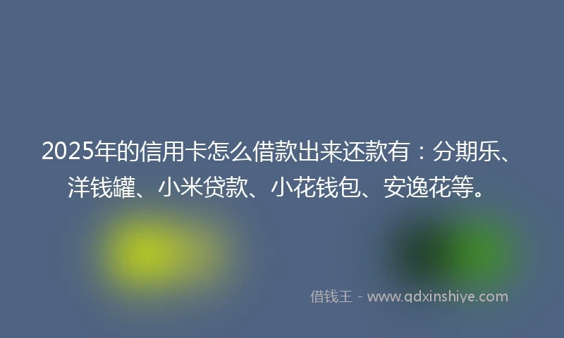 2025年的信用卡怎么借款出来还款有：分期乐、洋钱罐、小米贷款、小花钱包、安逸花等。