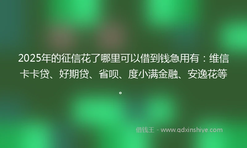 2025年的征信花了哪里可以借到钱急用有：维信卡卡贷、好期贷、省呗、度小满金融、安逸花等。