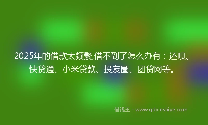 2025年的借款太频繁,借不到了怎么办有：还呗、快贷通、小米贷款、投友圈、团贷网等。