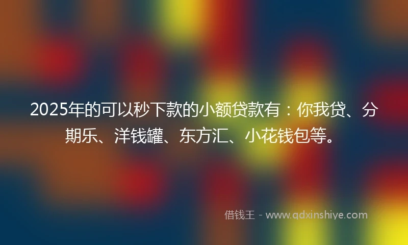 2025年的可以秒下款的小额贷款有：你我贷、分期乐、洋钱罐、东方汇、小花钱包等。