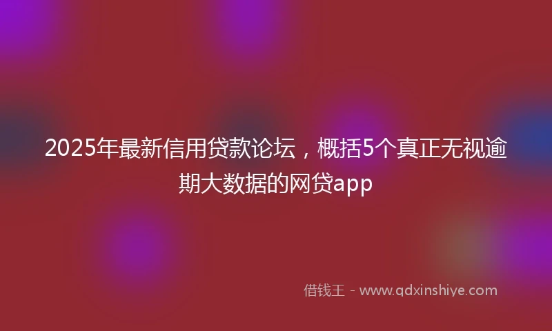 2025年最新信用贷款论坛，概括5个真正无视逾期大数据的网贷app