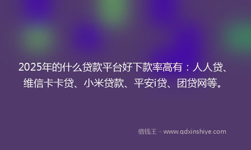 2025年的什么贷款平台好下款率高有：人人贷、维信卡卡贷、小米贷款、平安i贷、团贷网等。