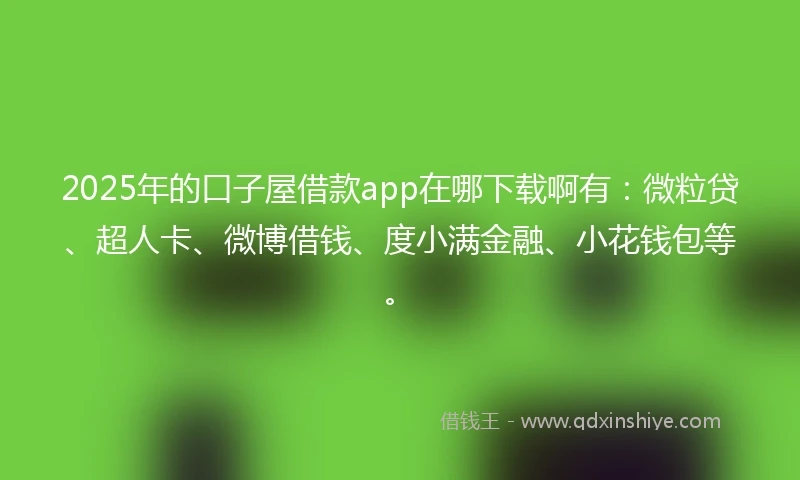 2025年的口子屋借款app在哪下载啊有：微粒贷、超人卡、微博借钱、度小满金融、小花钱包等。