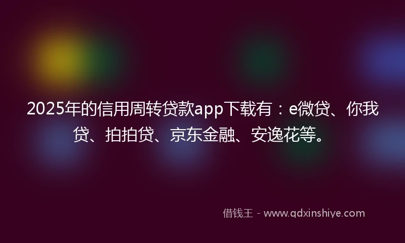 2025年的信用周转贷款app下载有：e微贷、你我贷、拍拍贷、京东金融、安逸花等。