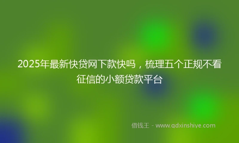 2025年最新快贷网下款快吗，梳理五个正规不看征信的小额贷款平台