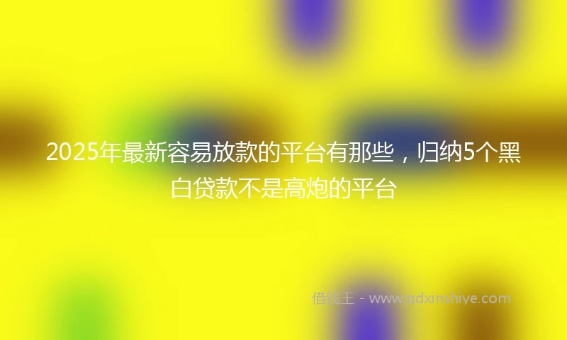 2025年最新容易放款的平台有那些，归纳5个黑白贷款不是高炮的平台
