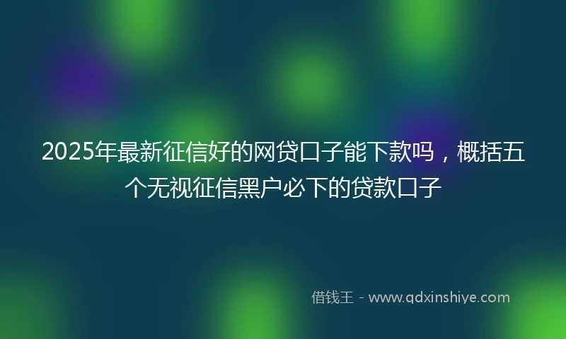 2025年最新征信好的网贷口子能下款吗，概括五个无视征信黑户必下的贷款口子