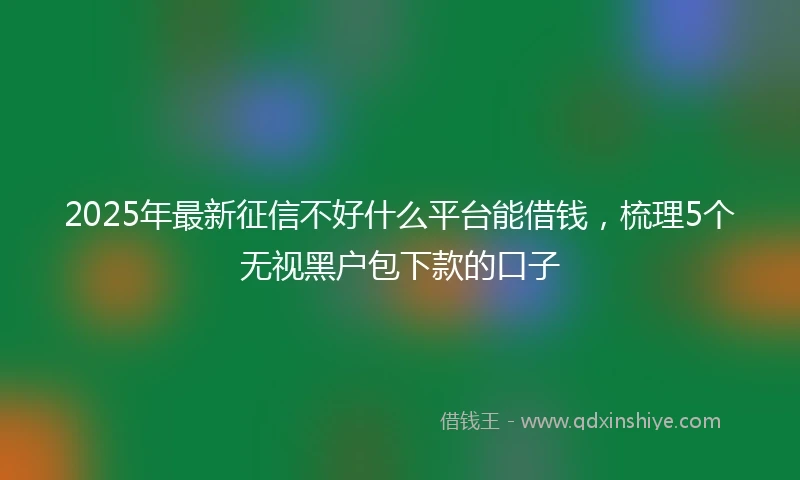 2025年最新征信不好什么平台能借钱，梳理5个无视黑户包下款的口子
