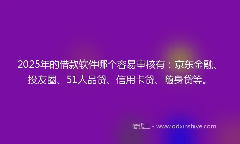 2025年的借款软件哪个容易审核有：京东金融、投友圈、51人品贷、信用卡贷、随身贷等。