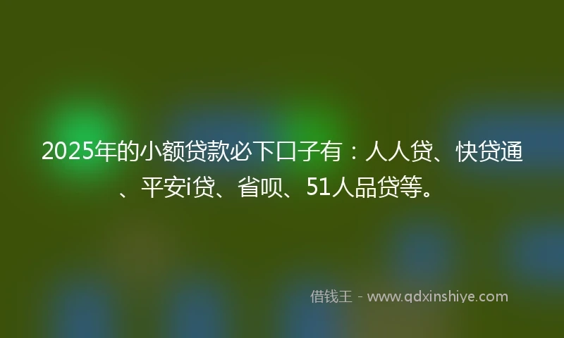 2025年的小额贷款必下口子有：人人贷、快贷通、平安i贷、省呗、51人品贷等。
