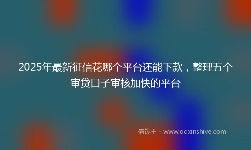 2025年最新征信花哪个平台还能下款，整理五个审贷口子审核加快的平台