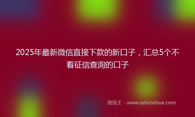 2025年最新微信直接下款的新口子，汇总5个不看征信查询的口子