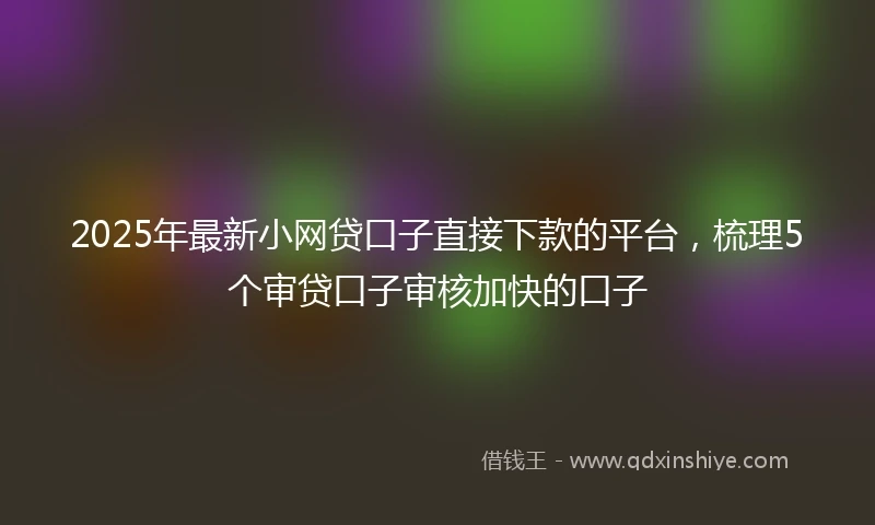 2025年最新小网贷口子直接下款的平台，梳理5个审贷口子审核加快的口子
