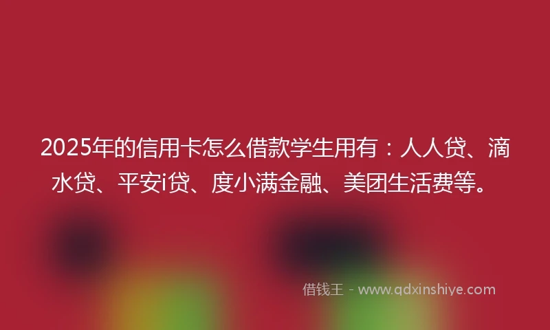 2025年的信用卡怎么借款学生用有：人人贷、滴水贷、平安i贷、度小满金融、美团生活费等。