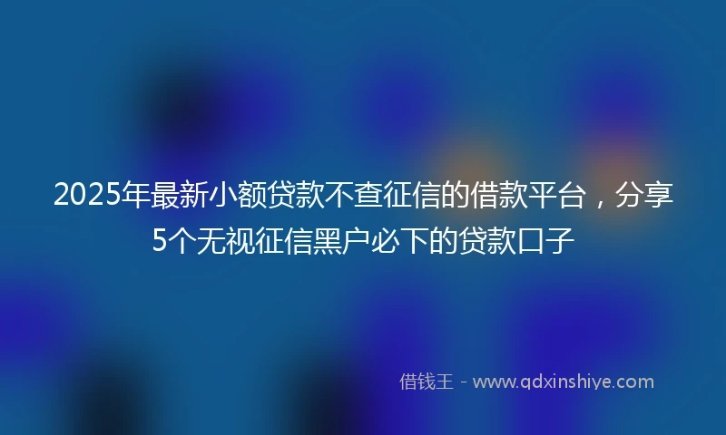 2025年最新小额贷款不查征信的借款平台，分享5个无视征信黑户必下的贷款口子