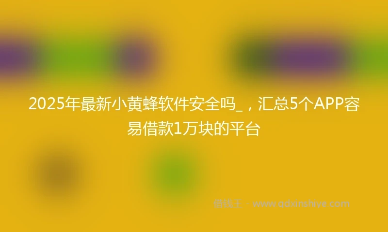 2025年最新小黄蜂软件安全吗_，汇总5个APP容易借款1万块的平台