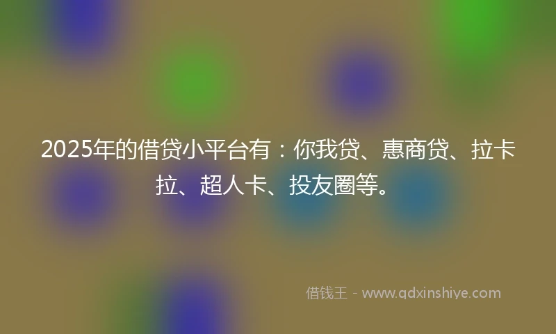 2025年的借贷小平台有：你我贷、惠商贷、拉卡拉、超人卡、投友圈等。