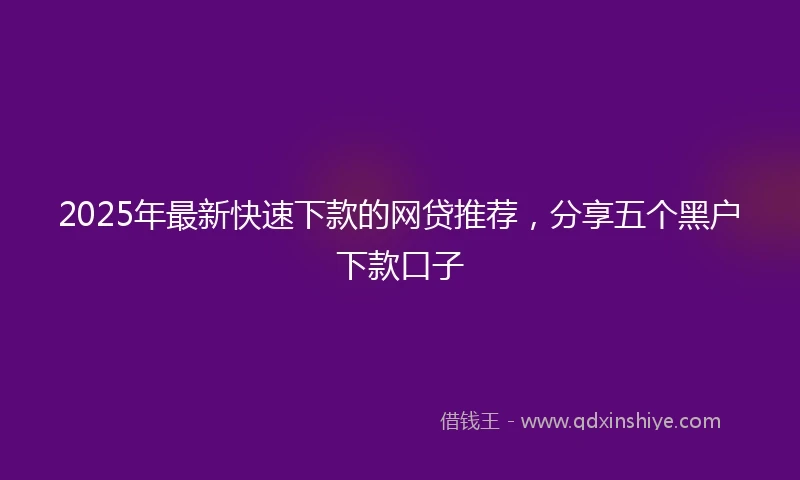 2025年最新快速下款的网贷推荐，分享五个黑户下款口子
