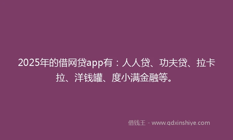 2025年的借网贷app有：人人贷、功夫贷、拉卡拉、洋钱罐、度小满金融等。