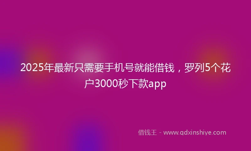 2025年最新只需要手机号就能借钱，罗列5个花户3000秒下款app