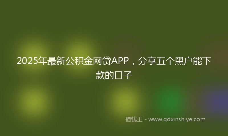 2025年最新公积金网贷APP，分享五个黑户能下款的口子