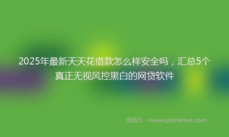 2025年最新天天花借款怎么样安全吗，汇总5个真正无视风控黑白的网贷软件