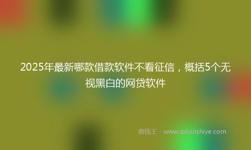 2025年最新哪款借款软件不看征信，概括5个无视黑白的网贷软件