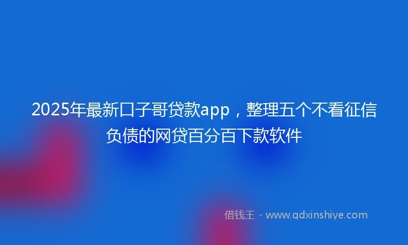 2025年最新口子哥贷款app，整理五个不看征信负债的网贷百分百下款软件