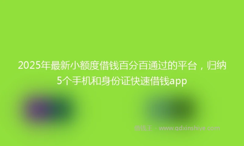 2025年最新小额度借钱百分百通过的平台，归纳5个手机和身份证快速借钱app