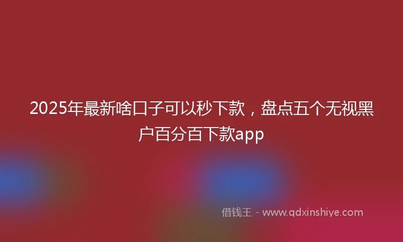 2025年最新啥口子可以秒下款，盘点五个无视黑户百分百下款app