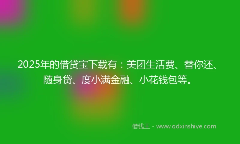2025年的借贷宝下载有：美团生活费、替你还、随身贷、度小满金融、小花钱包等。